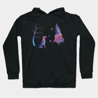 Vizsla Dog Winter Art With Snowflakes Hoodie